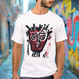 Abstraktes Stammesgefühl - kühnes Burgund und schw T-Shirt