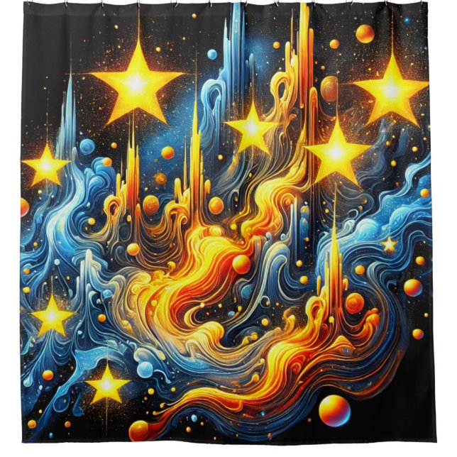Abstraktes Star-Design Duschvorhang (Vorderseite)