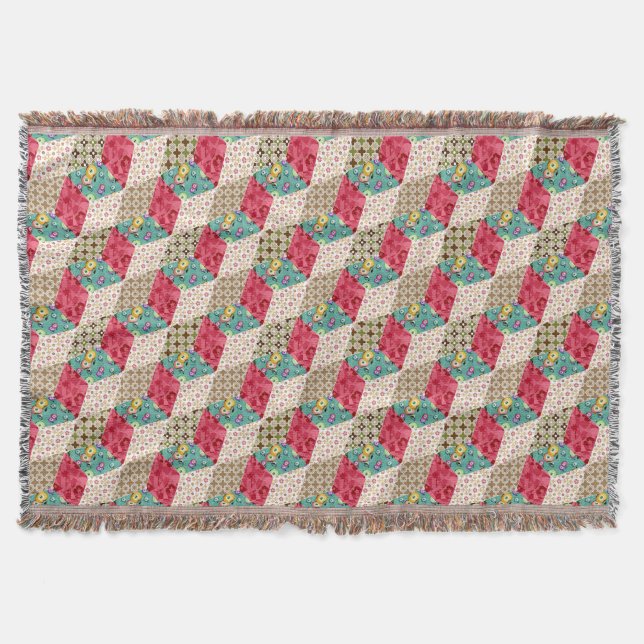 Abstraktes Stechwork-Quilt Decke (Vorderseite)