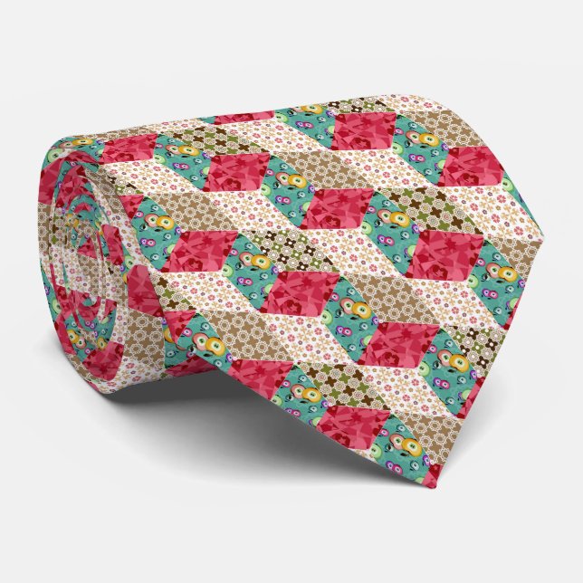Abstraktes Stechwork-Quilt Krawatte (Gerollt)