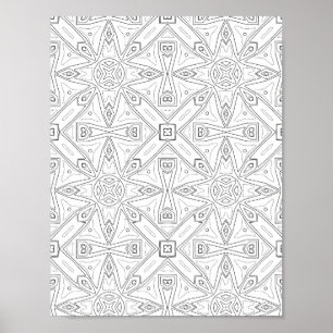 Abstraktes Sternfliesenmuster Malvorlage Design Poster