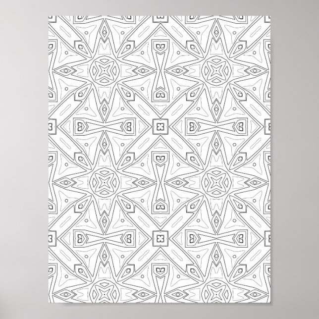 Abstraktes Sternfliesenmuster Malvorlage Design Poster (Vorne)