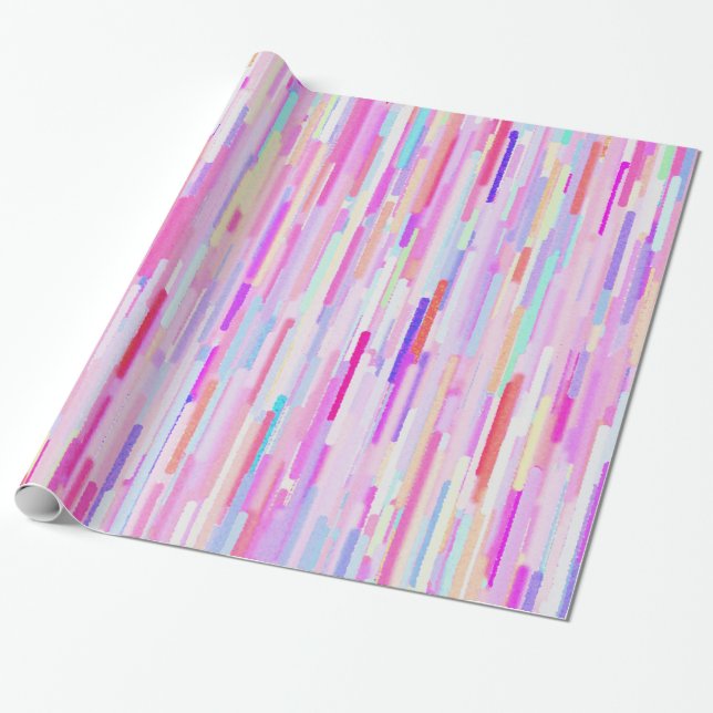 Abstraktes Streifenmuster des rosa aquamarinen Geschenkpapier (Ungerollt)