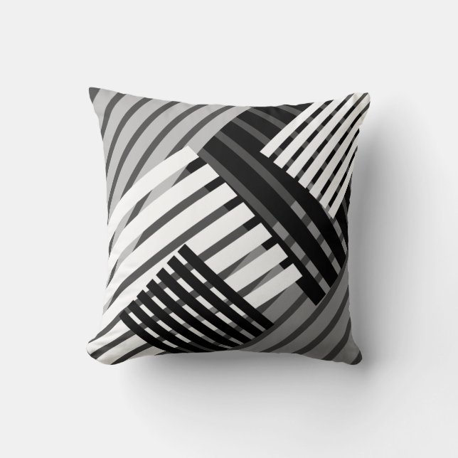 Abstraktes Streifenthrow-Schwarzweiss-Kissen Kissen (Vorderseite)