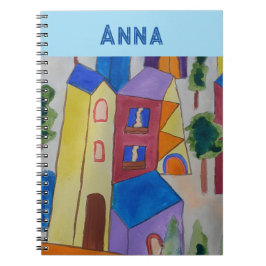 Abstraktes Summer Village Personalisiert Notebook Notizblock