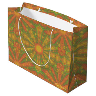 abstraktes "Sunshine"-Muster in orange und gelb Große Geschenktüte