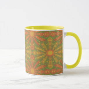 abstraktes "Sunshine"-Muster in orange und gelb Tasse