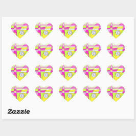 Abstraktes Surfen Bright Pink Green Bubblegum Herz-Aufkleber