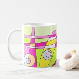 Abstraktes Surfen Bright Pink Green Bubblegum Kaffeetasse