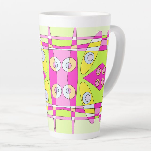 Abstraktes Surfen Bright Pink Green Bubblegum Milchtasse (Rechte Ecke)