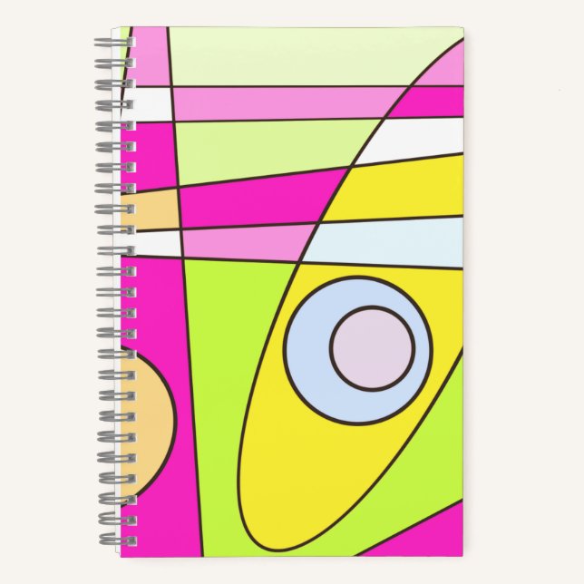 Abstraktes Surfen Bright Pink Green Bubblegum Notizbuch (Vorderseite)