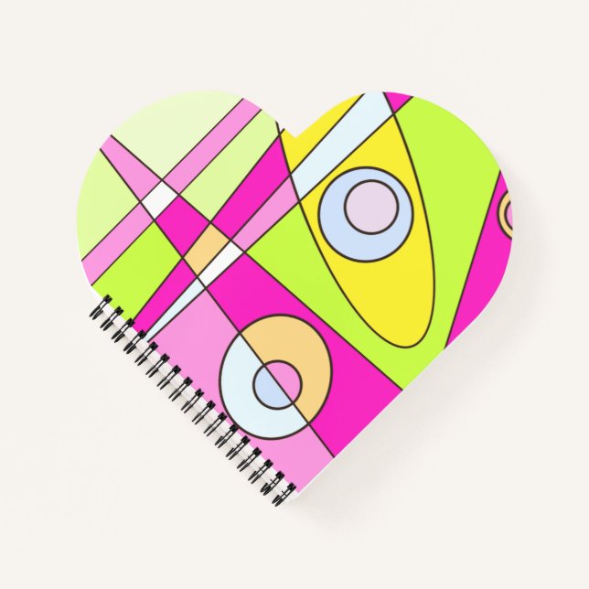 Abstraktes Surfen Bright Pink Green Bubblegum Notizbuch (Vorderseite)