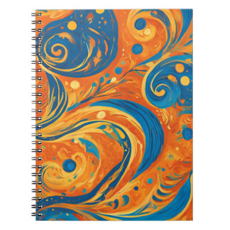 Abstraktes Swirl-Notebook - Vibranly Orange und Bl Notizblock