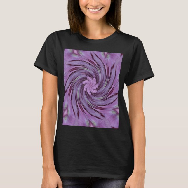 Abstraktes Swirl-Pink-Hydrangea-Muster T-Shirt (Vorderseite)