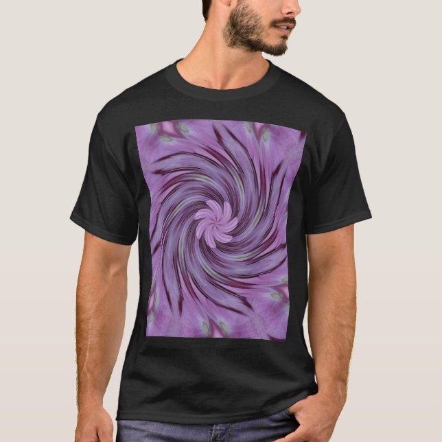 Abstraktes Swirl-Pink-Hydrangea-Muster T-Shirt (Vorderseite)