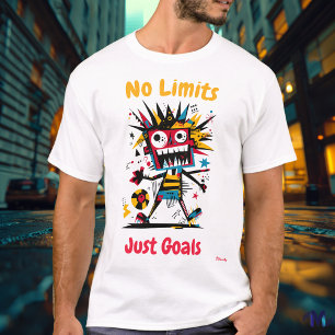 Abstraktes T-Shirt mit lebendigem Fußballspieler