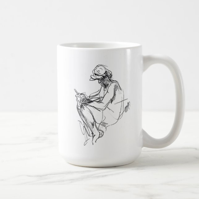 Abstraktes Telefonaddict-Sketch Kaffeetasse (Rechts)