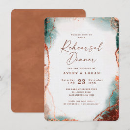 Abstraktes Terra Cotta Wedding Probe Dinner Einladung