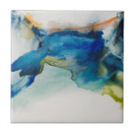 Abstraktes Terrain - Blau Fliese<br><div class="desc">Abstraktes Terrain II von Sisa Jasper. Nicht identifizierbare Form aus tiefer Blues,  Grüntönen und Akzenten.</div>