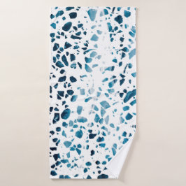 Abstraktes Terrazzo Mosaic Navy & Light Blue Muste Badehandtuch
