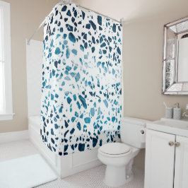 Abstraktes Terrazzo Mosaic Navy & Light Blue Muste Duschvorhang