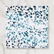 Abstraktes Terrazzo Mosaic Navy & Light Blue Muste