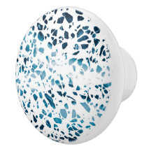 Abstraktes Terrazzo Mosaic Navy & Light Blue Muste