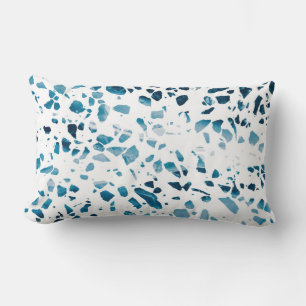 Abstraktes Terrazzo Mosaic Navy & Light Blue Muste Lendenkissen
