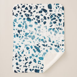 Abstraktes Terrazzo Mosaic Navy & Light Blue Muste Sherpadecke