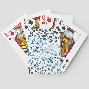 Abstraktes Terrazzo Mosaic Navy & Light Blue Muste Spielkarten