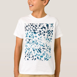 Abstraktes Terrazzo Mosaic Navy & Light Blue Muste T-Shirt