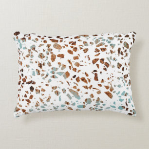 Abstraktes Terrazzo Mosaic Rust Brown & Blue Muste Dekokissen
