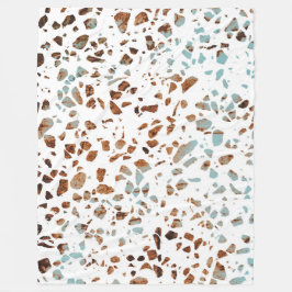 Abstraktes Terrazzo Mosaic Rust Brown & Blue Muste Fleecedecke
