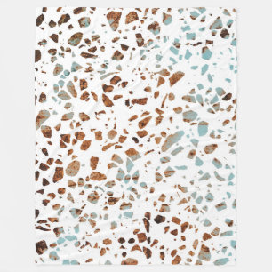 Abstraktes Terrazzo Mosaic Rust Brown & Blue Muste Fleecedecke