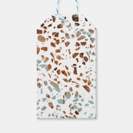 Abstraktes Terrazzo Mosaic Rust Brown & Blue Muste Geschenkanhänger