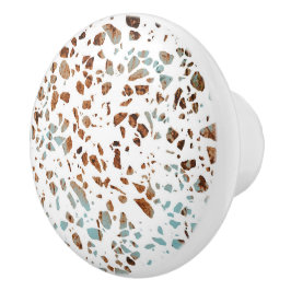 Abstraktes Terrazzo Mosaic Rust Brown & Blue Muste Keramikknauf
