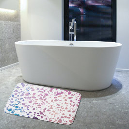 Abstraktes Terrazzo Mosaik Pink & Blue Muster Badematte