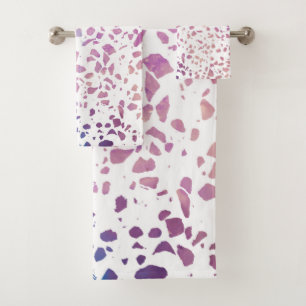 Abstraktes Terrazzo Mosaik Pink & Blue Muster Badhandtuch Set