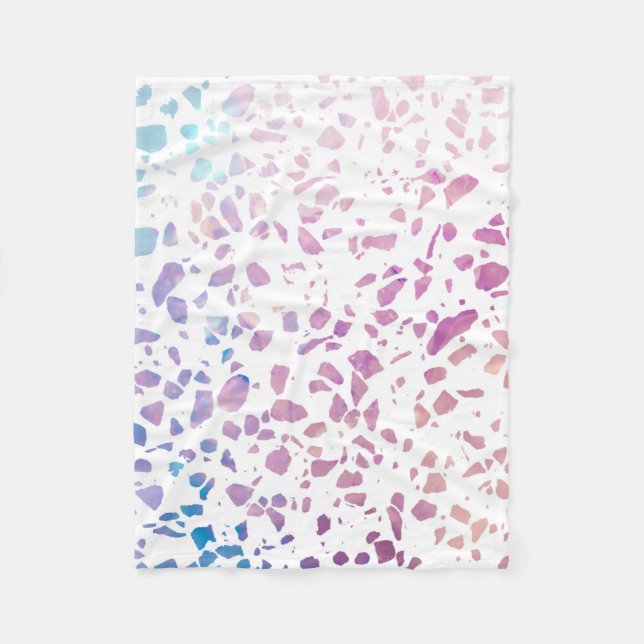 Abstraktes Terrazzo Mosaik Pink & Blue Muster Fleecedecke (Vorderseite)