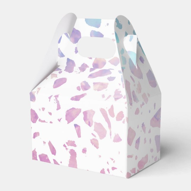 Abstraktes Terrazzo Mosaik Pink & Blue Muster Geschenkschachtel (Vorderseite)
