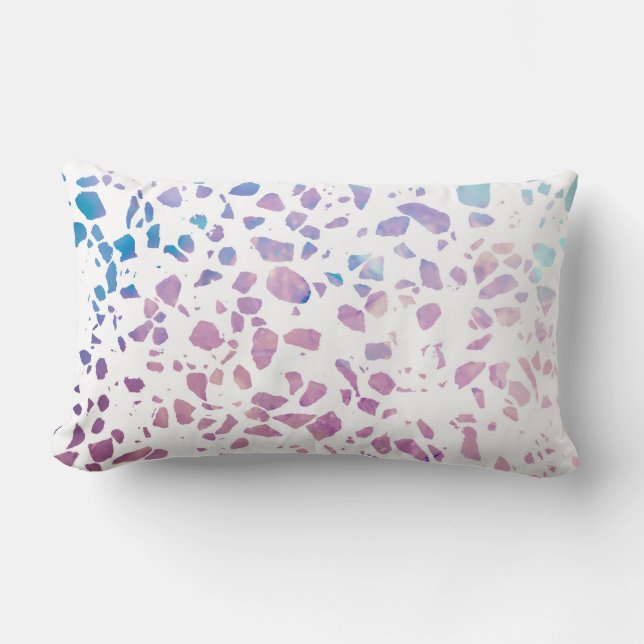Abstraktes Terrazzo Mosaik Pink & Blue Muster Lendenkissen (Vorderseite)