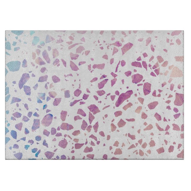 Abstraktes Terrazzo Mosaik Pink & Blue Muster Schneidebrett (Vorderseite)