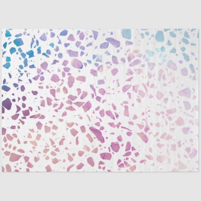 Abstraktes Terrazzo Mosaik Pink & Blue Muster Seidenpapier (Vorderseite)