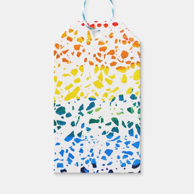 Abstraktes Terrazzo-Mosaik-Rainbow-Muster Geschenkanhänger (Vorderseite)