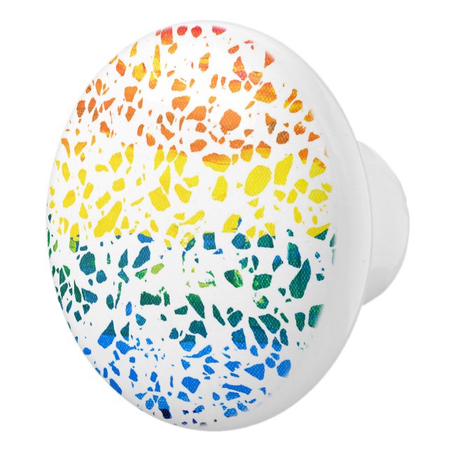 Abstraktes Terrazzo-Mosaik-Rainbow-Muster Keramikknauf (Rechts)