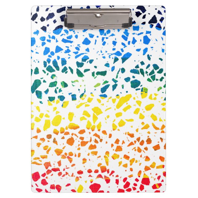 Abstraktes Terrazzo-Mosaik-Rainbow-Muster Klemmbrett (Vorderseite)