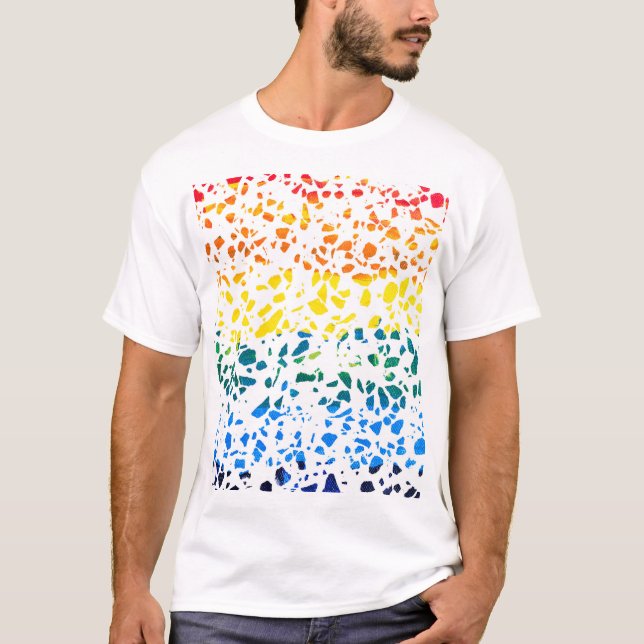 Abstraktes Terrazzo-Mosaik-Rainbow-Muster T-Shirt (Vorderseite)