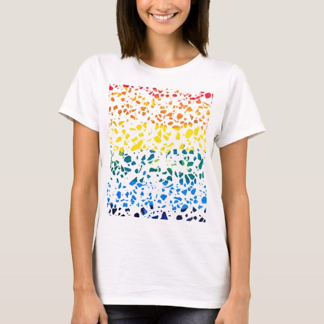Abstraktes Terrazzo-Mosaik-Rainbow-Muster T-Shirt (Vorderseite)
