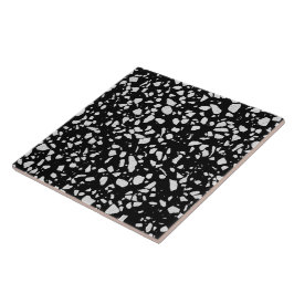 Abstraktes Terrazzo Mosaik Schwarz-Weiß-Muster Fliese