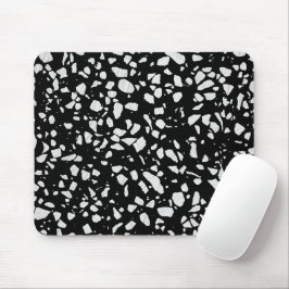 Abstraktes Terrazzo Mosaik Schwarz-Weiß-Muster Mousepad